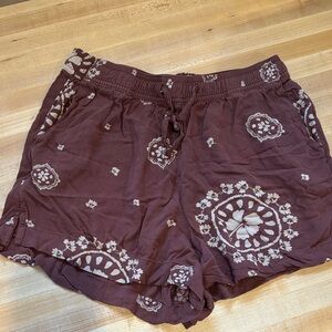 Roxy Brown Patterned High Waist Shorts